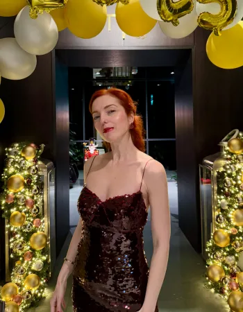 Bordo Payetli Uzun Elbise - Vino Rojo