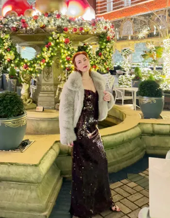 Bordo Payetli Uzun Elbise - Vino Rojo