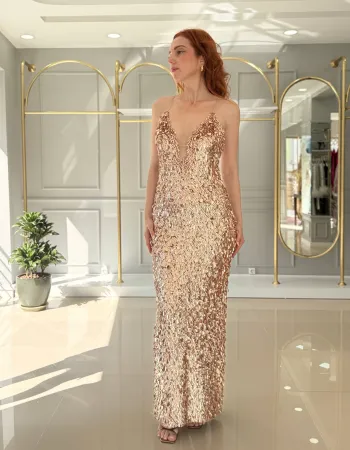 Gold Payetli Elbise - Dorado