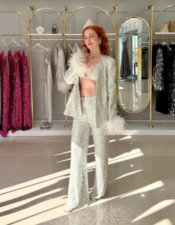 Gri Payetli Takım - Brillante Set