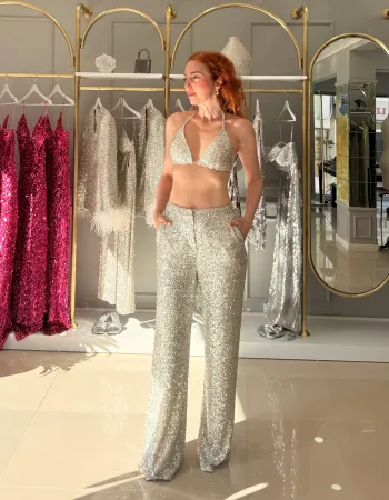 Gri Payetli Takım - Brillante Set