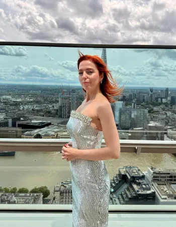 Gri Işıltılı Taş Yaka Detaylı Elbise - Luz De La Luna