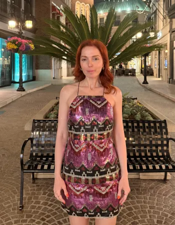 Hint Desenli Payetli Mini Elbise - Danza de Colores