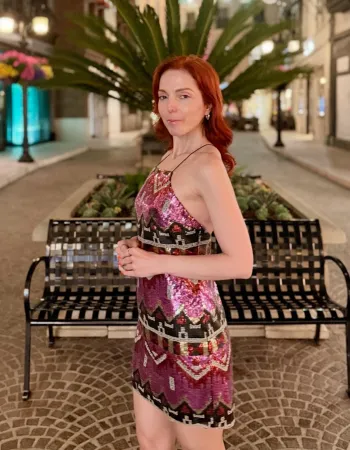 Hint Desenli Payetli Mini Elbise - Danza de Colores