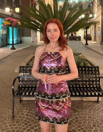 Hint Desenli Payetli Mini Elbise - Danza de Colores