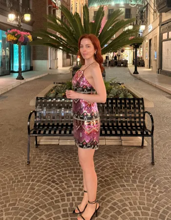 Hint Desenli Payetli Mini Elbise - Danza de Colores