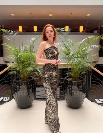 Leopar Desenli Payetli Elbise - Brava