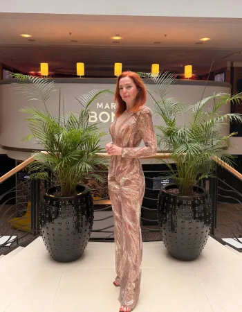 İşlemeli Çiçek Detaylı Tulum - Flor De Cristal