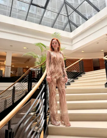 İşlemeli Çiçek Detaylı Tulum - Flor De Cristal