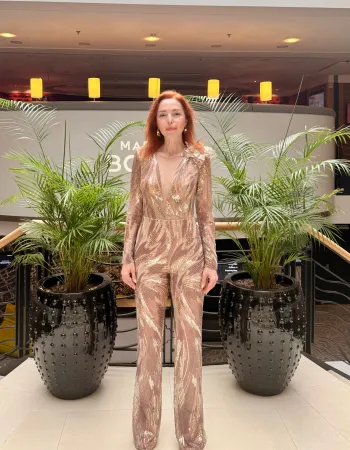 İşlemeli Çiçek Detaylı Tulum - Flor De Cristal